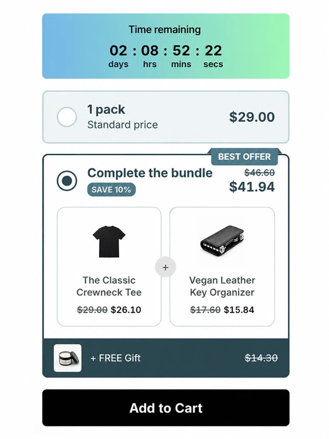 Countdown timer showing time remaining inside a bundle offer widget