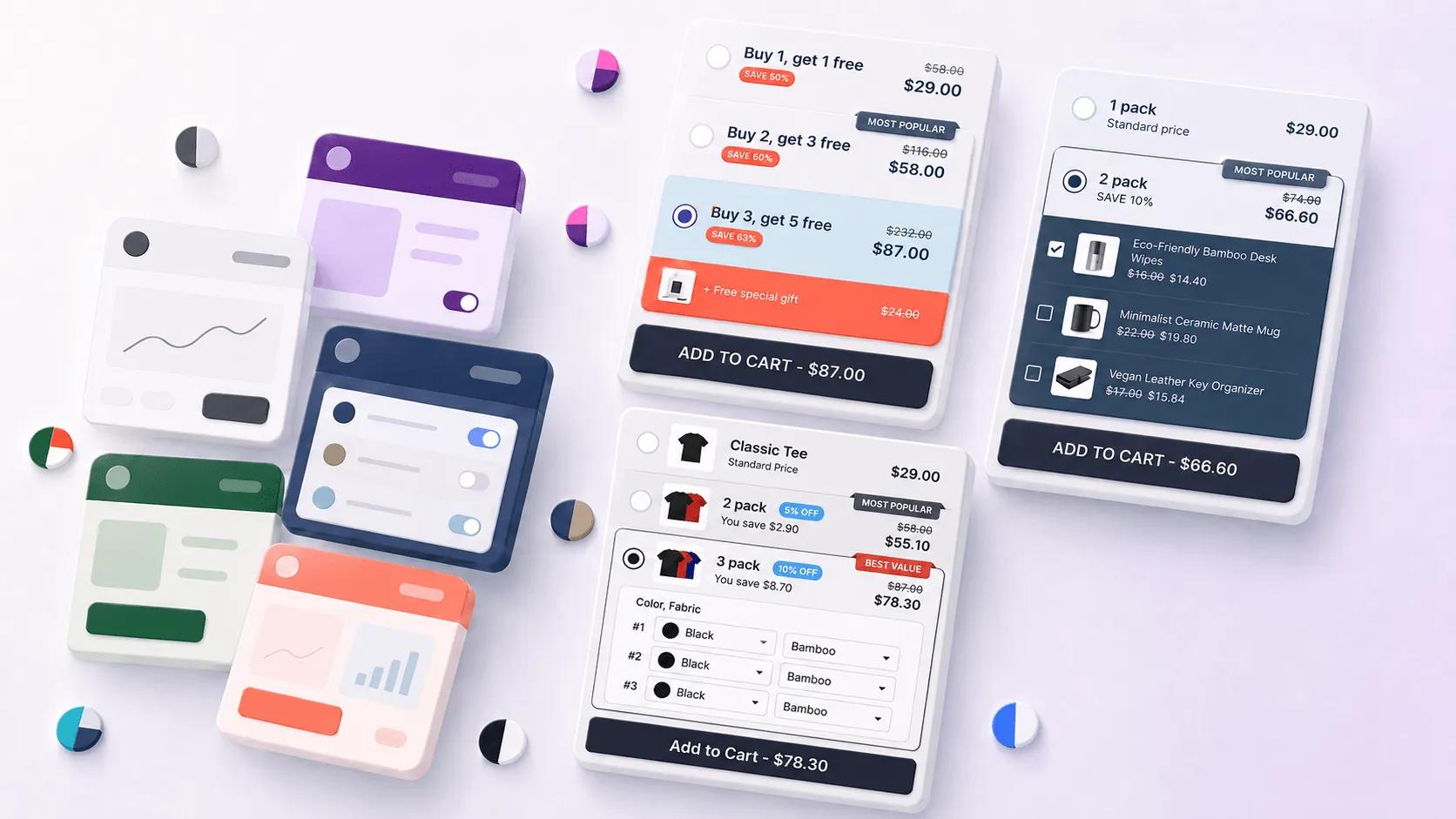 Bundle theme gallery with widget design variations for a Shopify store