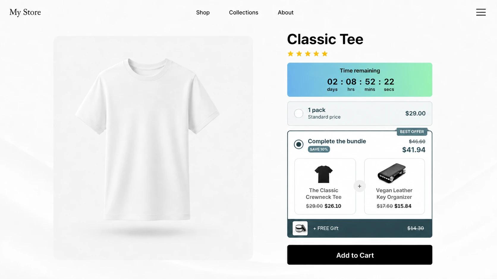 Countdown timer showing time remaining inside a bundle offer widget