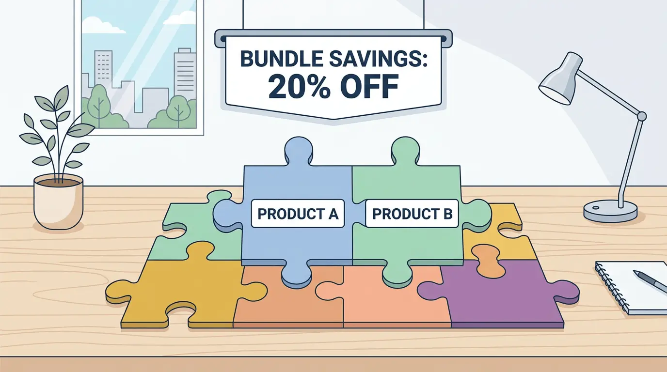 Jigsaw puzzle illustration showing how strategic product bundling and volume discounts increase Shopify AOV