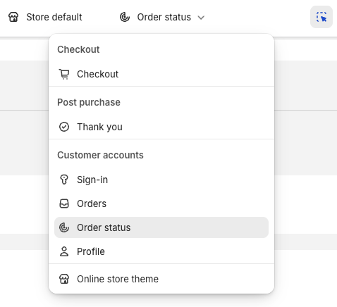 Choose Order status or Profile page